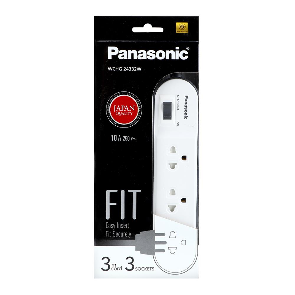 รางปลั๊กไฟ 3 ช่อง 1 สวิตซ์ PANASONIC WCHG24332W 3 ม. สีขาว