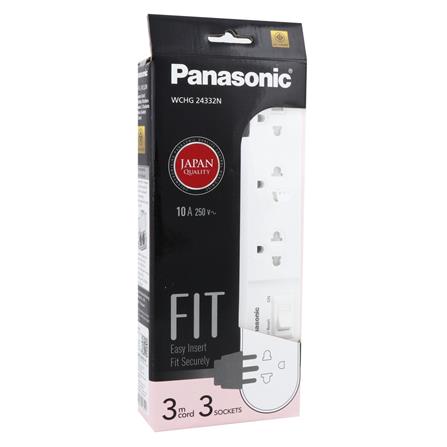 รางปลั๊กไฟ 3 ช่อง 1 สวิตซ์ PANASONIC WCHG24332N 3 ม. สีชมพู_2