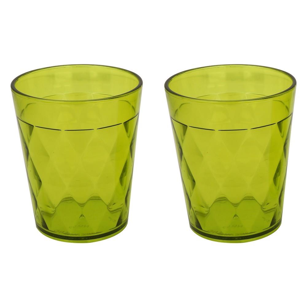 แก้วน้ำ PS  280ml SN DIAMOND แพ็ค 2 ใบ เขียว