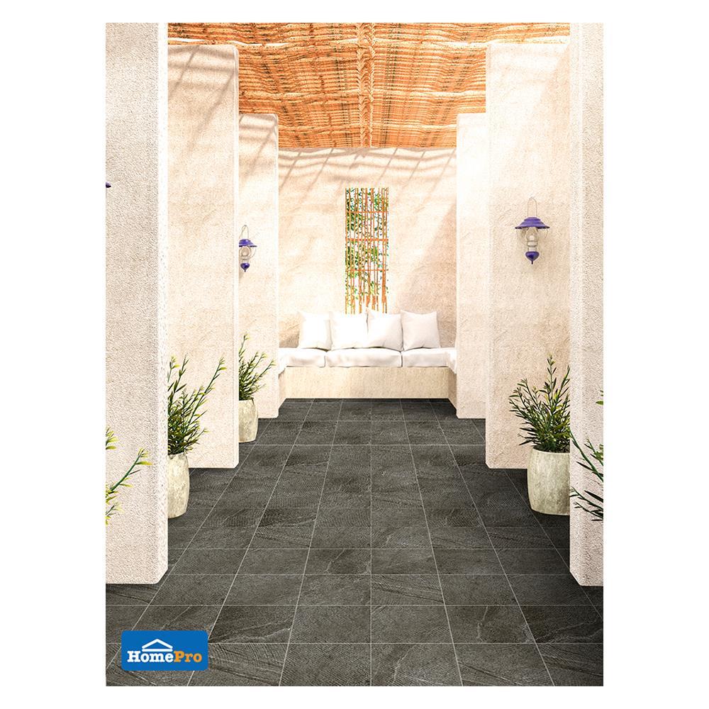 กระเบื้องพื้นพอร์ซเลน  16x16 นิ้ว COTTO คัตติ้ง สโตน ดำ PM