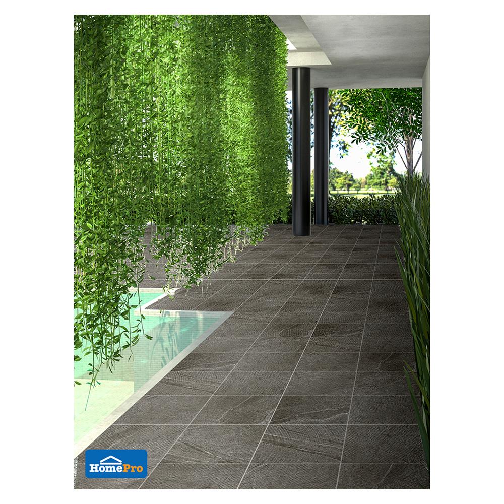 กระเบื้องพื้นพอร์ซเลน  16x16 นิ้ว COTTO คัตติ้ง สโตน ดำ PM