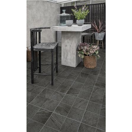 กระเบื้องพื้นพอร์ซเลน  16x16 นิ้ว COTTO คัตติ้ง สโตน ดำ PM_4