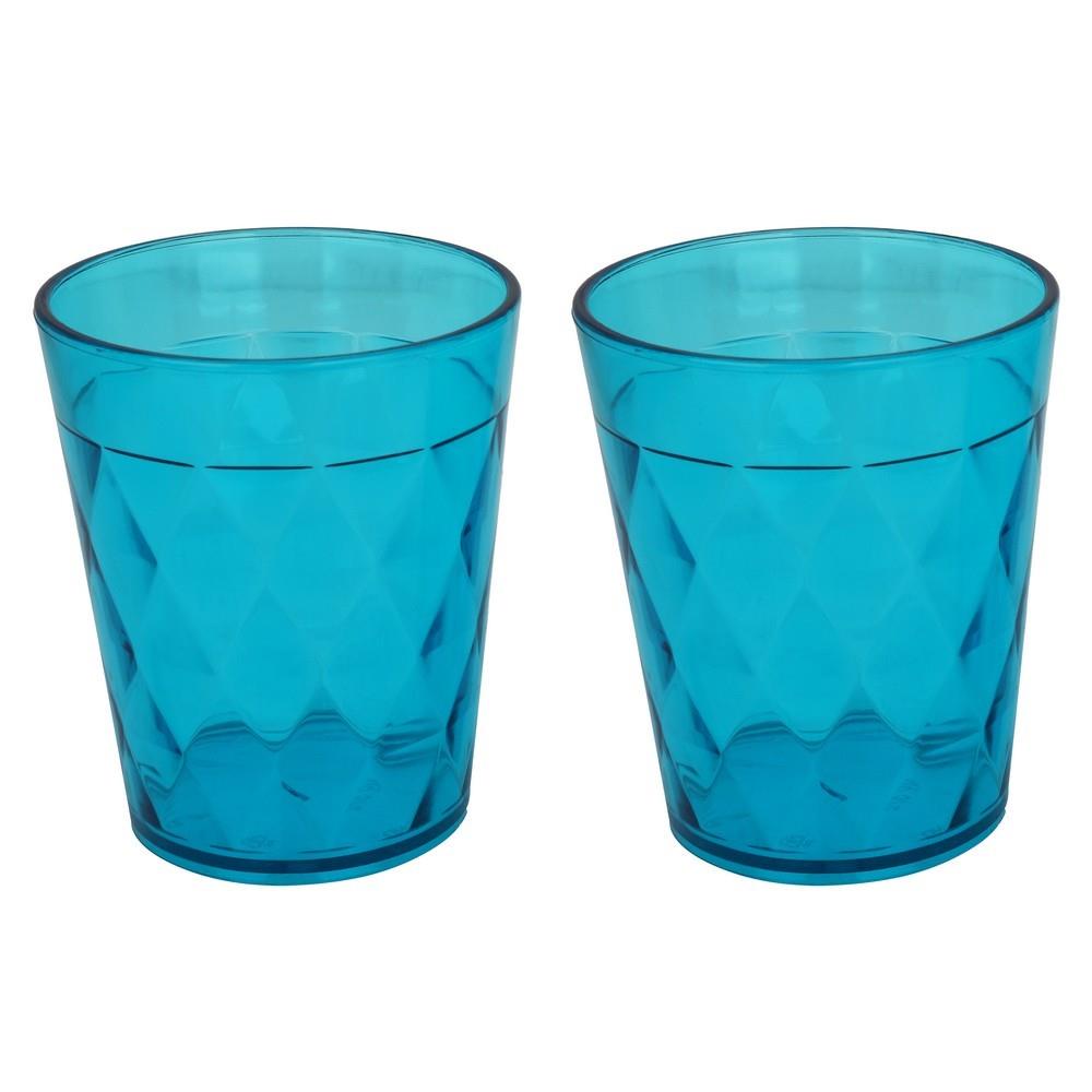 แก้วน้ำ PS  280ml SN DIAMOND แพ็ค 2 ใบ ฟ้า