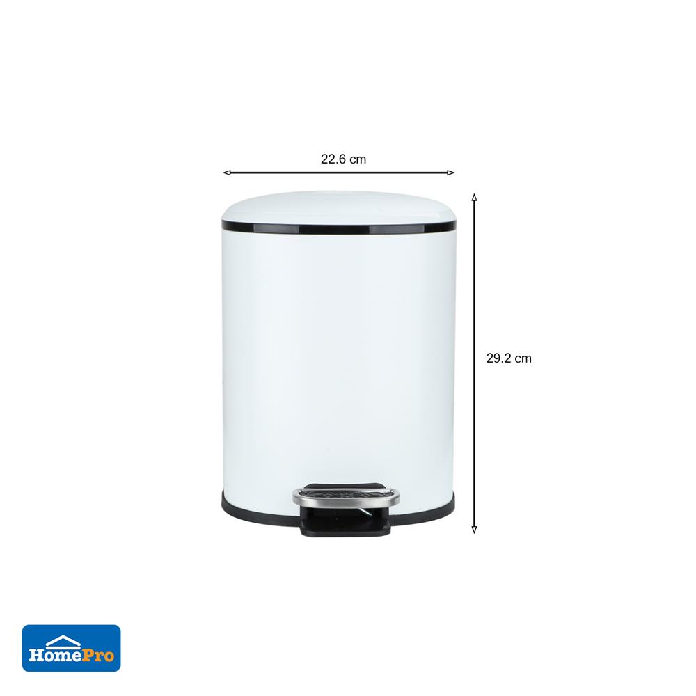 ถังขยะเหยียบกลม ACCO MILD SOFT CLOSE ขนาด 5L สีขาว