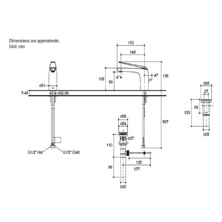 ก๊อกอ่างล้างหน้าผสม KOHLER K-97345T-B4-CP_1