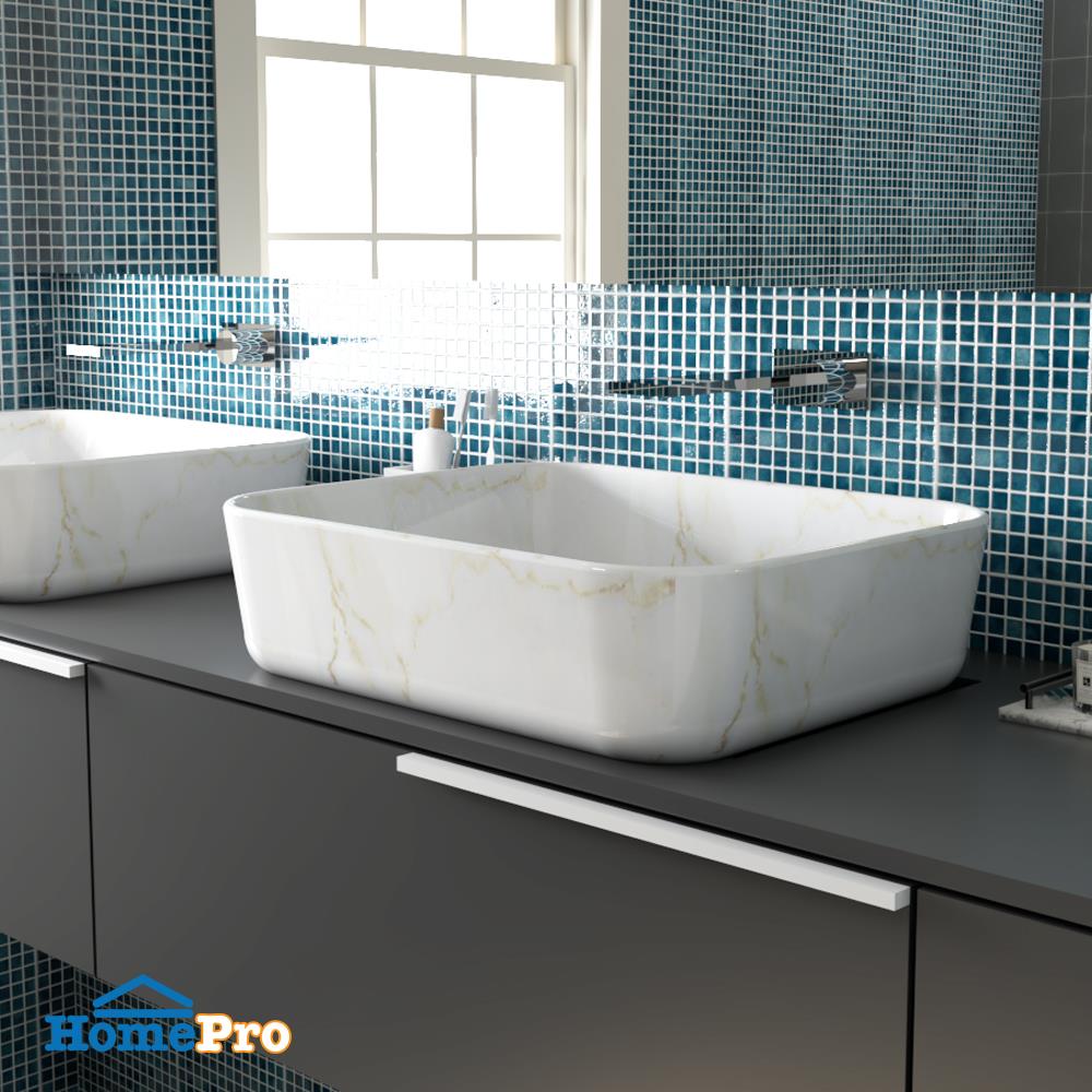 อ่างล้างหน้าวางบน MOYA 208 ลายหินอ่อน