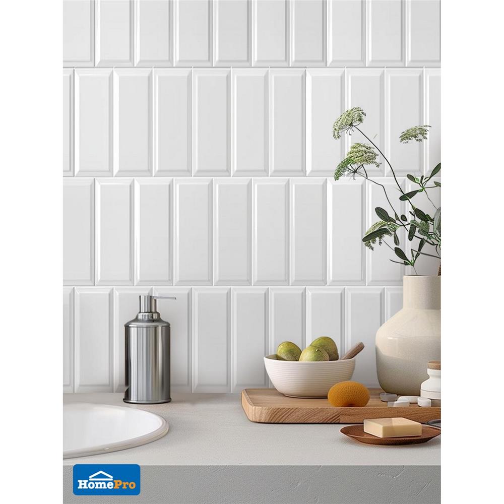 กระเบื้องผนัง 7.5x15 ซม. MULIA กลอสซี่ บีเวล ไวท์ 1.01 ตร.ม.