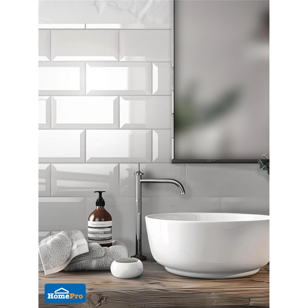 กระเบื้องผนัง 10x30 ซม. MULIA กลอสซี่ บีเวล ไวท์ 0.99M2