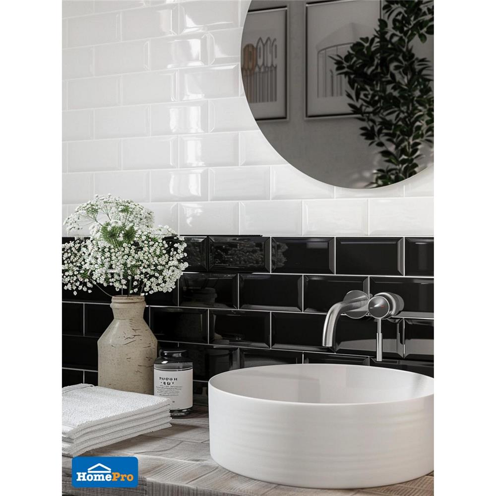 กระเบื้องผนัง 10x30 ซม. MULIA กลอสซี่ บีเวล ไวท์ 0.99M2