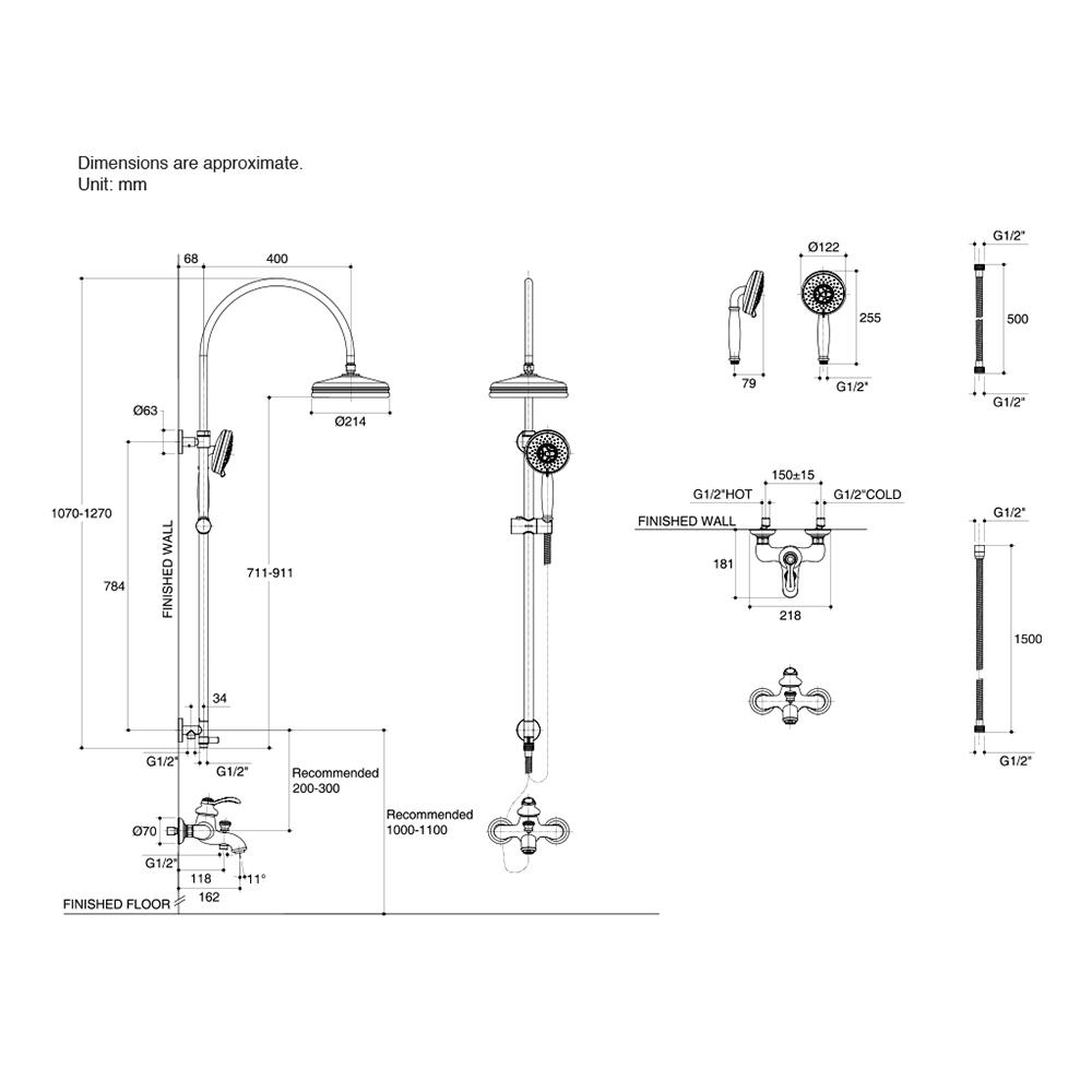 ฝักบัว RAIN SHOWER ผสม KOHLER K-98418T-D4-AF สีทอง