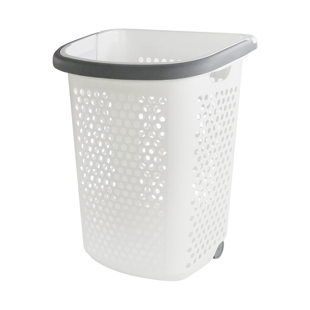 ตะกร้าผ้าล้อลาก PLIM BK-137-3 สีขาว/เทา_1