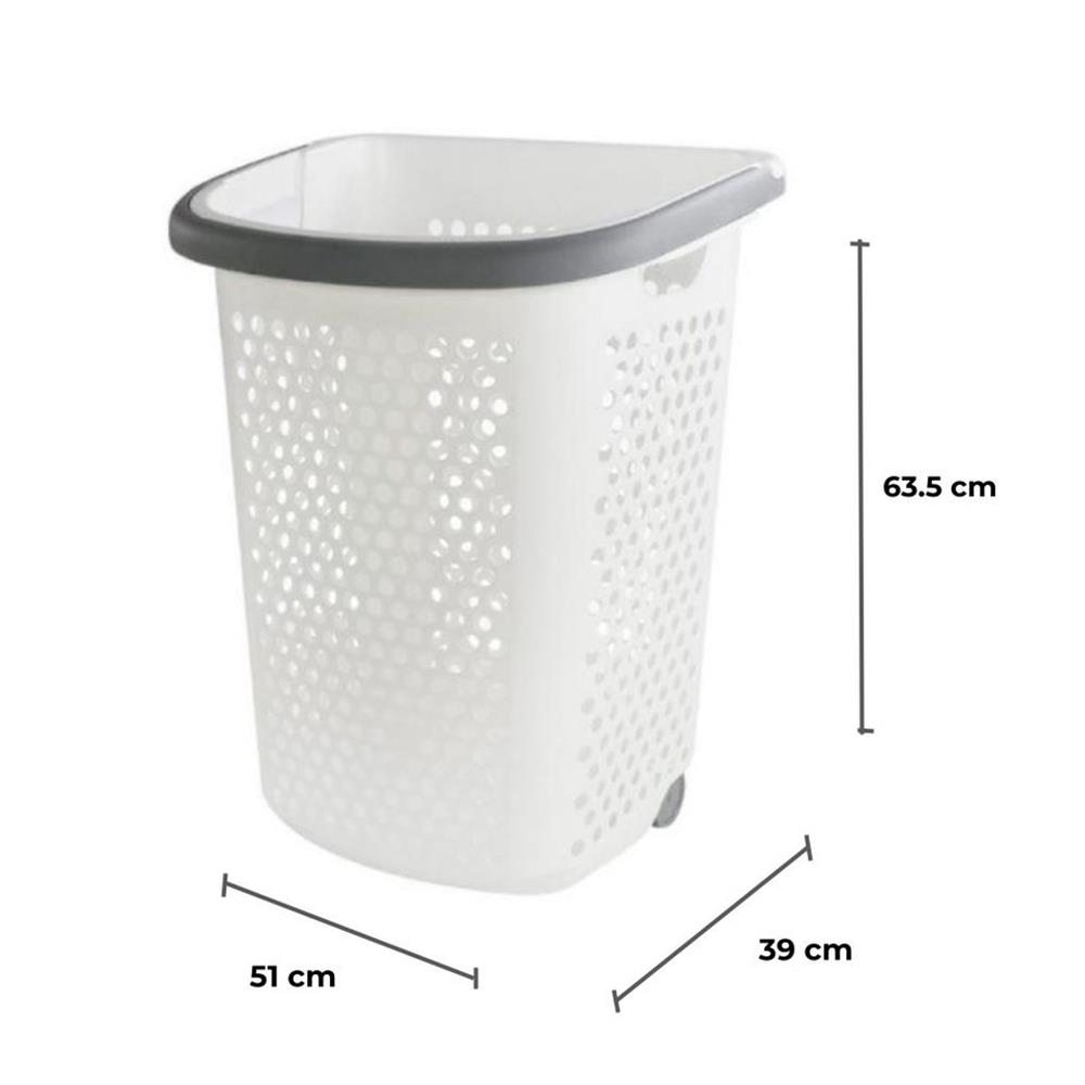 ตะกร้าผ้าล้อลาก PLIM BK-137-3 สีขาว/เทา