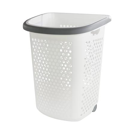 ตะกร้าผ้าล้อลาก PLIM BK-137-3 สีขาว/เทา