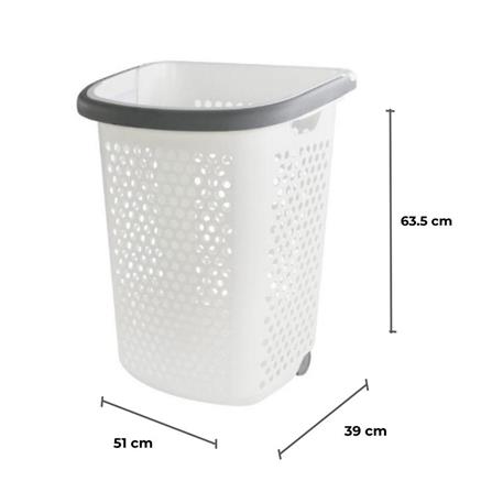 ตะกร้าผ้าล้อลาก PLIM BK-137-3 สีขาว/เทา_6