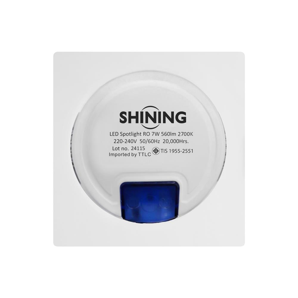 ดาวน์ไลท์ LED SHINING LCSC00727 3 นิ้ว 7 วัตต์ WARM WHITE สีขาว