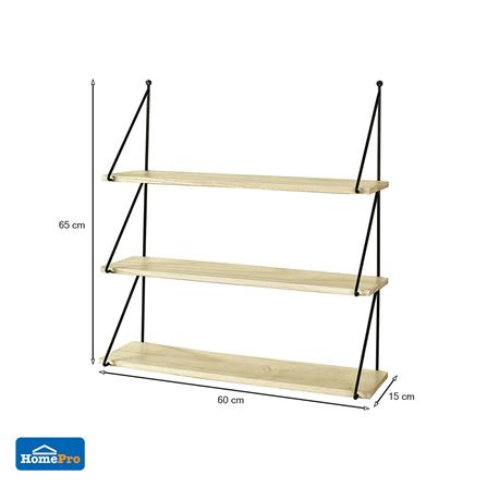 แผ่นชั้นติดผนัง 3 ชั้น STACKO IRIS 60x15x65 ซม. สีเนเชอรัล_3