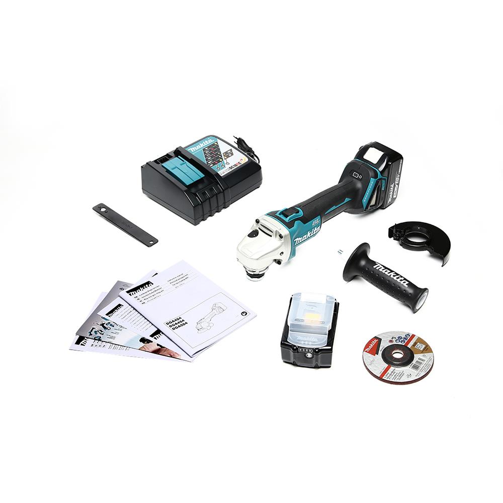 เครื่องเจียรไร้สาย (พร้อมแบตเตอรี่) MAKITA DGA404RFE 4 นิ้ว 18 โวลต์