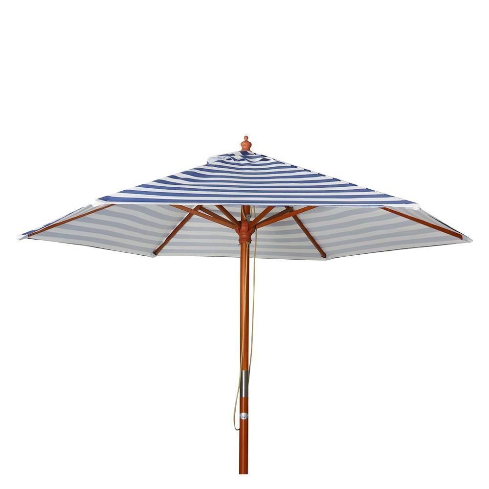 ร่มสนามกลม IVY WOOD STRIP 2.5 ม. สีขาว/น้ำเงิน