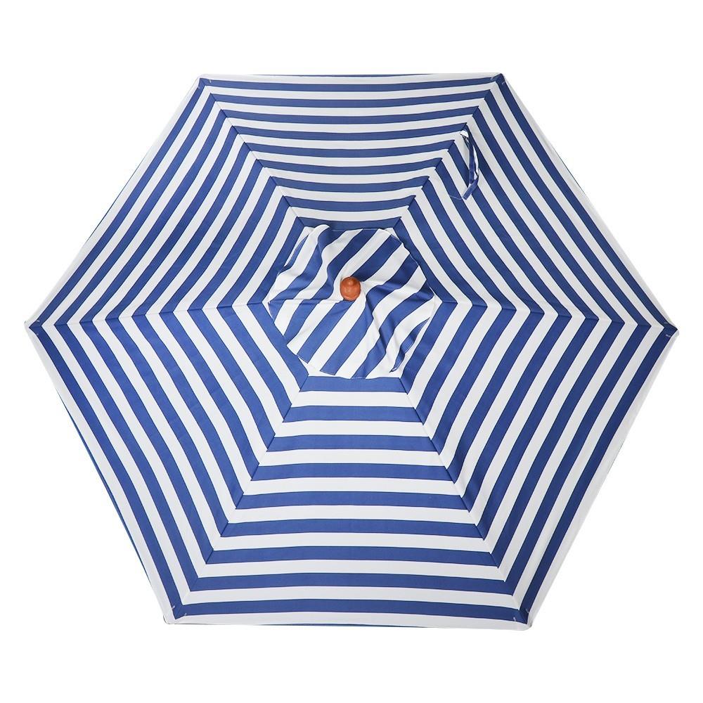 ร่มสนามกลม IVY WOOD STRIP 2.5 ม. สีขาว/น้ำเงิน