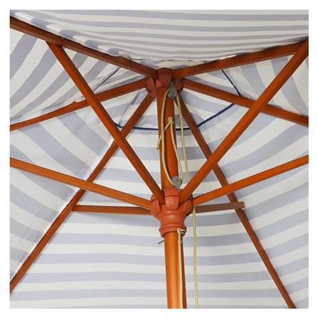 ร่มสนามกลม IVY WOOD STRIP 2.5 ม. สีขาว/น้ำเงิน_2