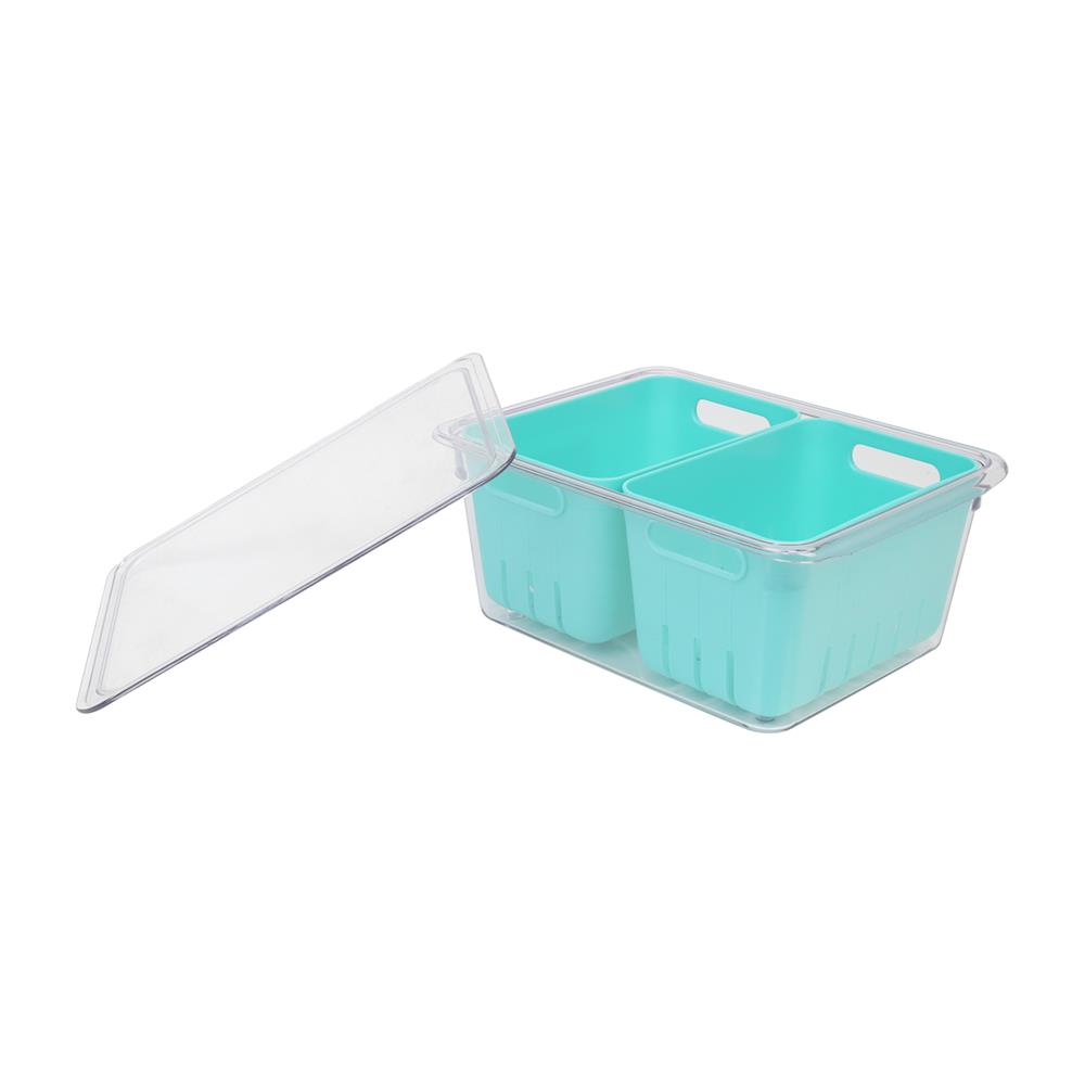 กล่องจัดเก็บในตู้เย็นมีฝา พร้อมตะกร้า 2 ใบ KECH