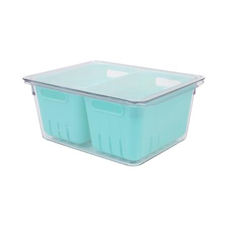 กล่องจัดเก็บในตู้เย็นมีฝา พร้อมตะกร้า 2 ใบ KECH_0