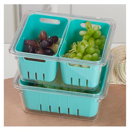 กล่องจัดเก็บในตู้เย็นมีฝา พร้อมตะกร้า 2 ใบ KECH_4