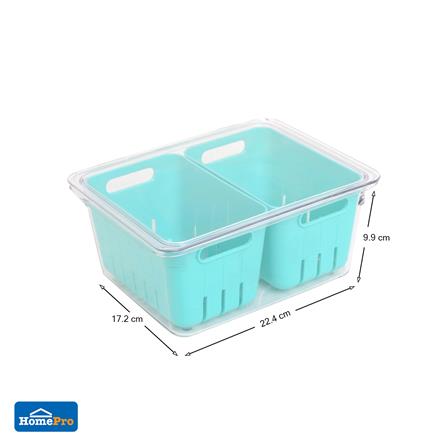 กล่องจัดเก็บในตู้เย็นมีฝา พร้อมตะกร้า 2 ใบ KECH_6