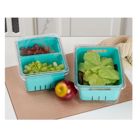 กล่องจัดเก็บในตู้เย็นมีฝา พร้อมตะกร้า 1 ใบ KECH_3