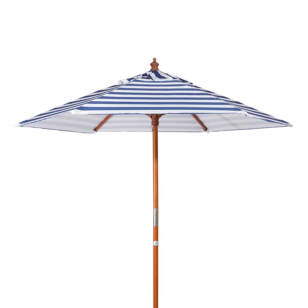 ร่มสนามกลม IVY WOOD STRIP 2.1 ม. สีขาว/น้ำเงิน