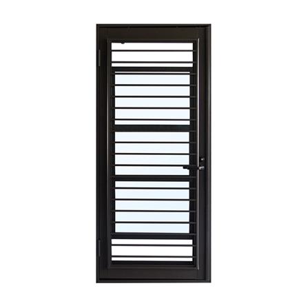 ชุดประตูบานเปิด ระบายอากาศ อะลูมิเนียม SANKYOALUMI J-TRUST VENTILATION 90x205 ซม. สีน้ำตาลเข้ม พร้อมชุดวงกบ-บานพับ-ลูกบิด-โช้ค_2