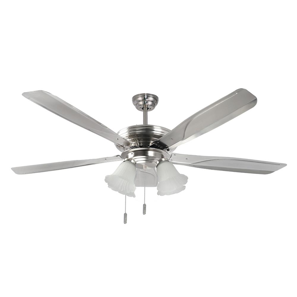 พัดลมโคมไฟ WINFAVOUR SD19 WF556CP 56นิ้ว เหล็ก โมเดิร์น สีนิกเกิลปัดเงา 5ใบพัด 4หัว