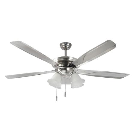 พัดลมโคมไฟ WINFAVOUR SD19 WF556CP 56นิ้ว เหล็ก โมเดิร์น สีนิกเกิลปัดเงา 5ใบพัด 4หัว_0