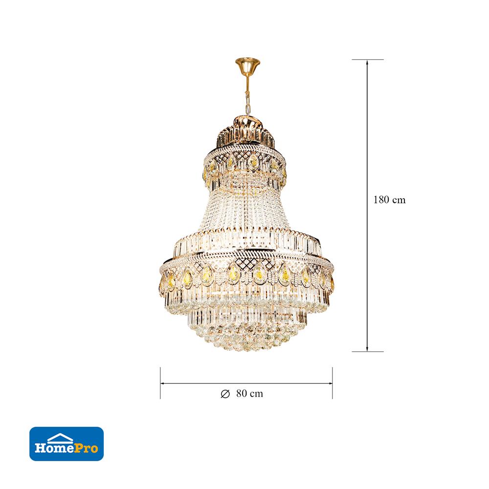 ไฟช่อ CARINI 8029-22 แก้ว/โลหะ สีทอง/ใส 22 หัว