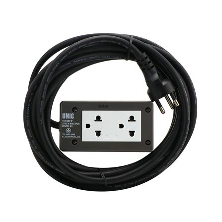 บล็อกยาง 2x4 พร้อมสาย VCT 3x1.5 2 ช่อง UNIC B2-2 5 เมตร สีเทา