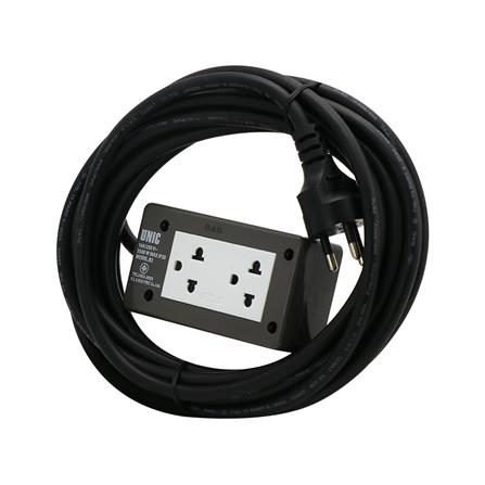 บล็อกยาง 2x4 พร้อมสาย VCT 3x1.5 2 ช่อง UNIC B2-2 5 เมตร สีเทา_1