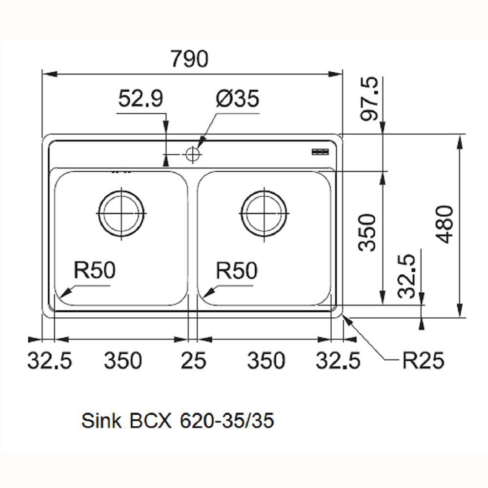 ซิงค์ฝัง 2 หลุม FRANKE BCX 620-35/35 สเตนเลส