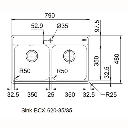 ซิงค์ฝัง 2 หลุม FRANKE BCX 620-35/35 สเตนเลส_1