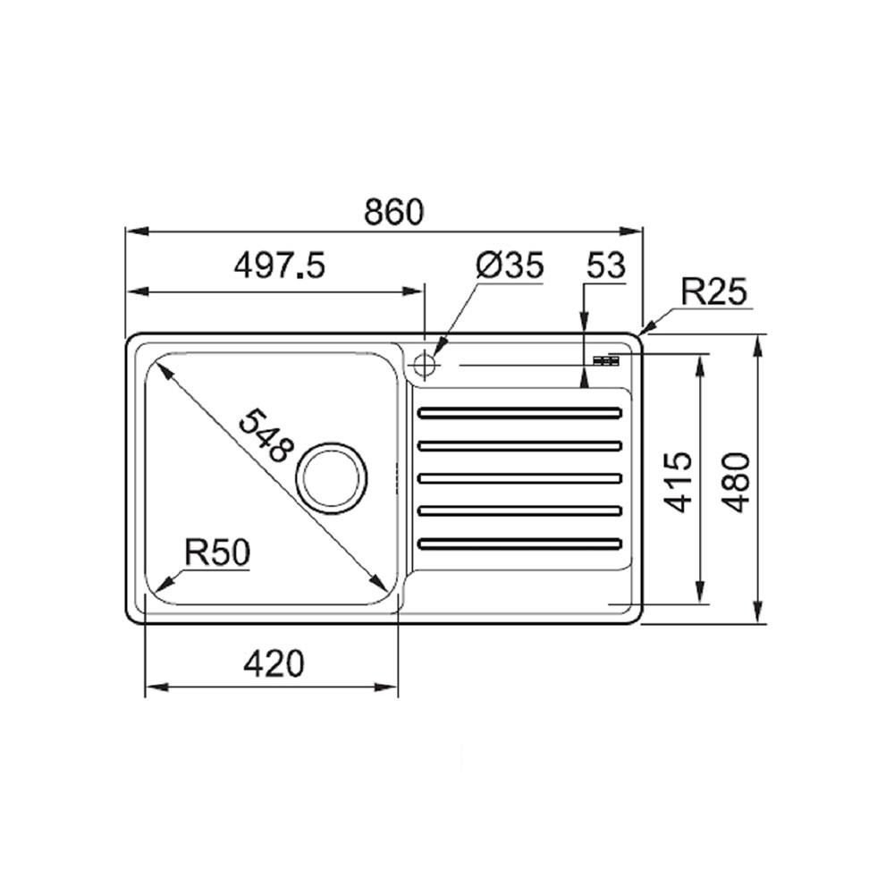ซิงค์ฝัง 1หลุม 1ที่พัก FRANKE BCX 611-86 สเตนเลส
