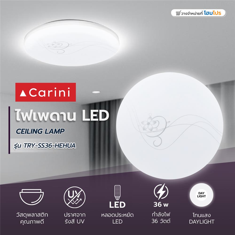 ไฟเพดาน LED CARINI TRY SS36 HEHUA 15 นิ้ว 36 วัตต์ DAYLIGHT สีขาว