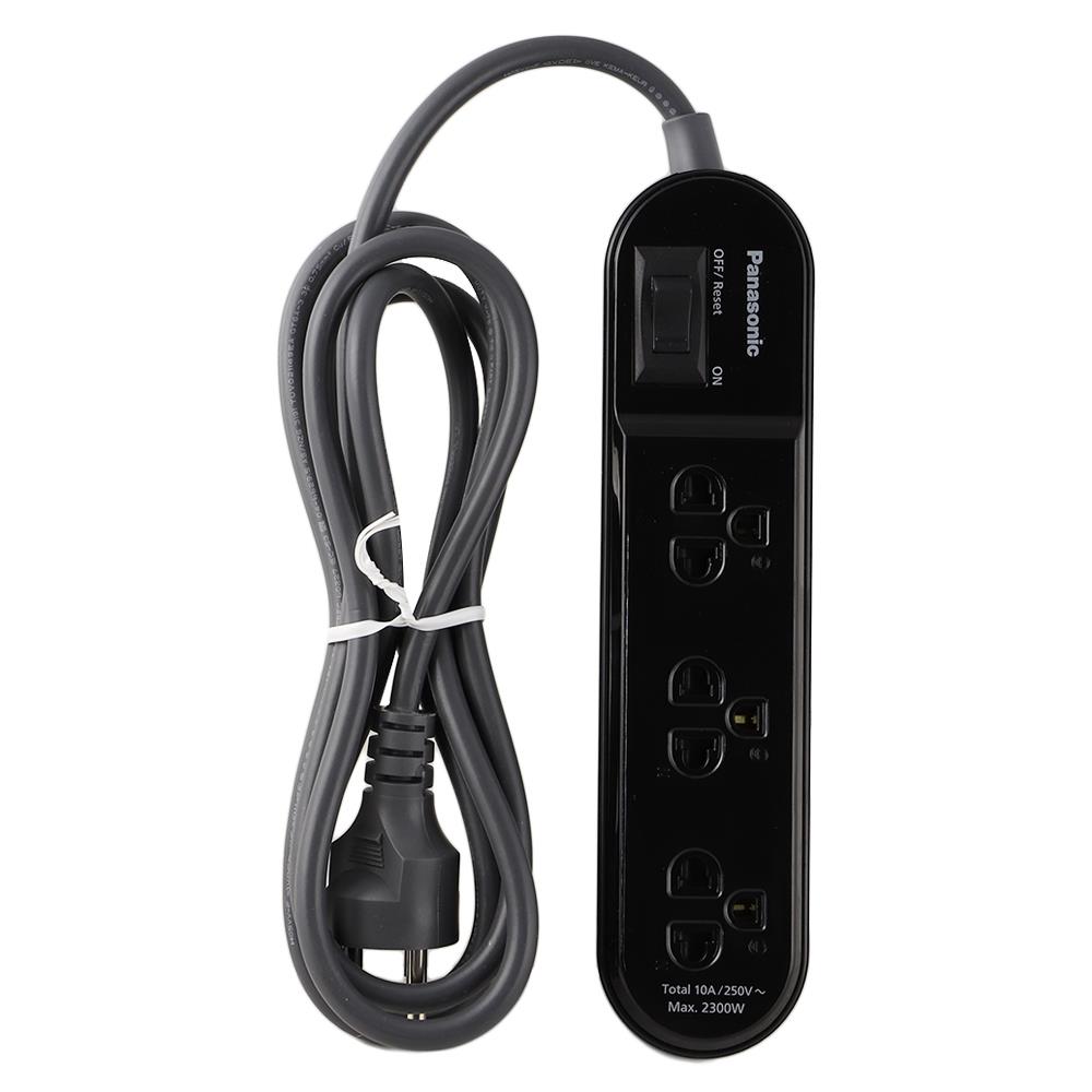 รางปลั๊กไฟ 3 ช่อง 1 สวิตซ์ PANASONIC WCHG24232B 2 ม. สีดำ