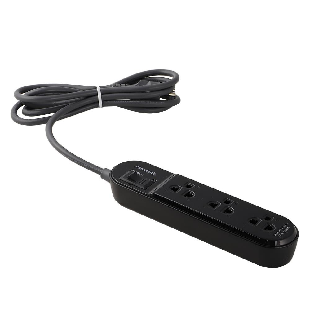 รางปลั๊กไฟ 3 ช่อง 1 สวิตซ์ PANASONIC WCHG24232B 2 ม. สีดำ