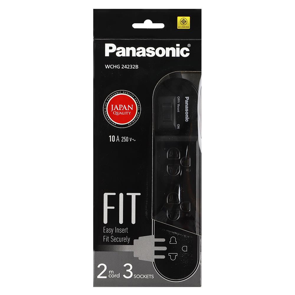 รางปลั๊กไฟ 3 ช่อง 1 สวิตซ์ PANASONIC WCHG24232B 2 ม. สีดำ