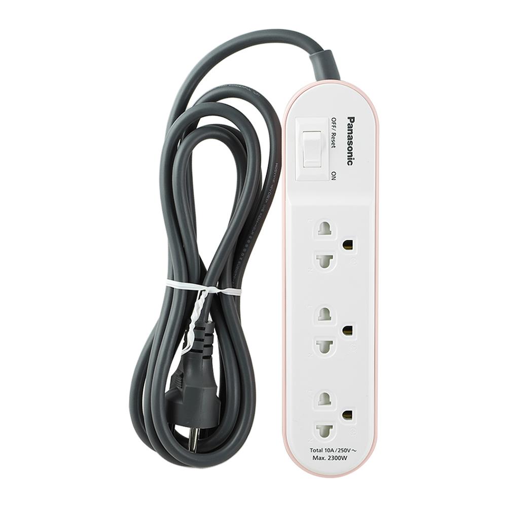 รางปลั๊กไฟ 3 ช่อง 1 สวิตซ์ PANASONIC WCHG24232N 2 ม. สีชมพู