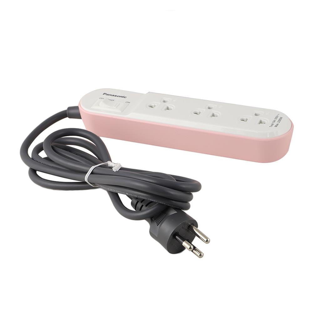 รางปลั๊กไฟ 3 ช่อง 1 สวิตซ์ PANASONIC WCHG24232N 2 ม. สีชมพู