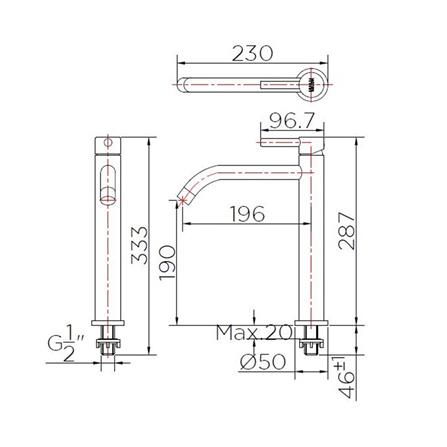 ก๊อกอ่างล้างหน้าเดี่ยว KARAT FAUCET KF-32-611-50 สีโครม_2