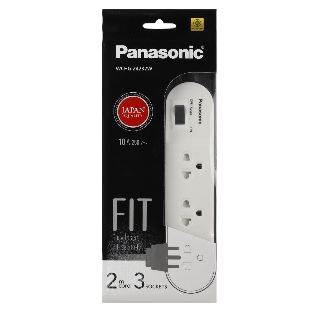 รางปลั๊กไฟ 3 ช่อง 1 สวิตซ์ PANASONIC WCHG24232W 2 ม. สีขาว