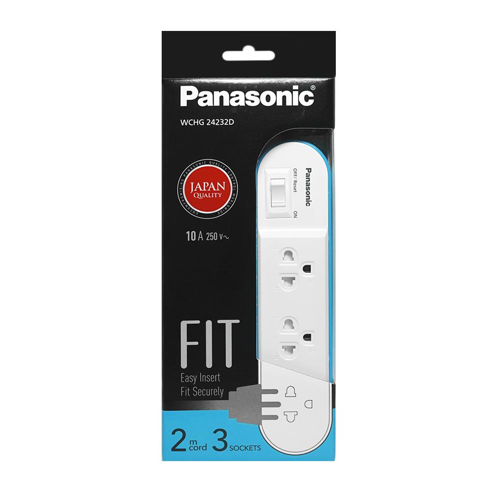 รางปลั๊กไฟ 3 ช่อง 1 สวิตซ์ PANASONIC WCHG24232D 2 ม. สีฟ้า