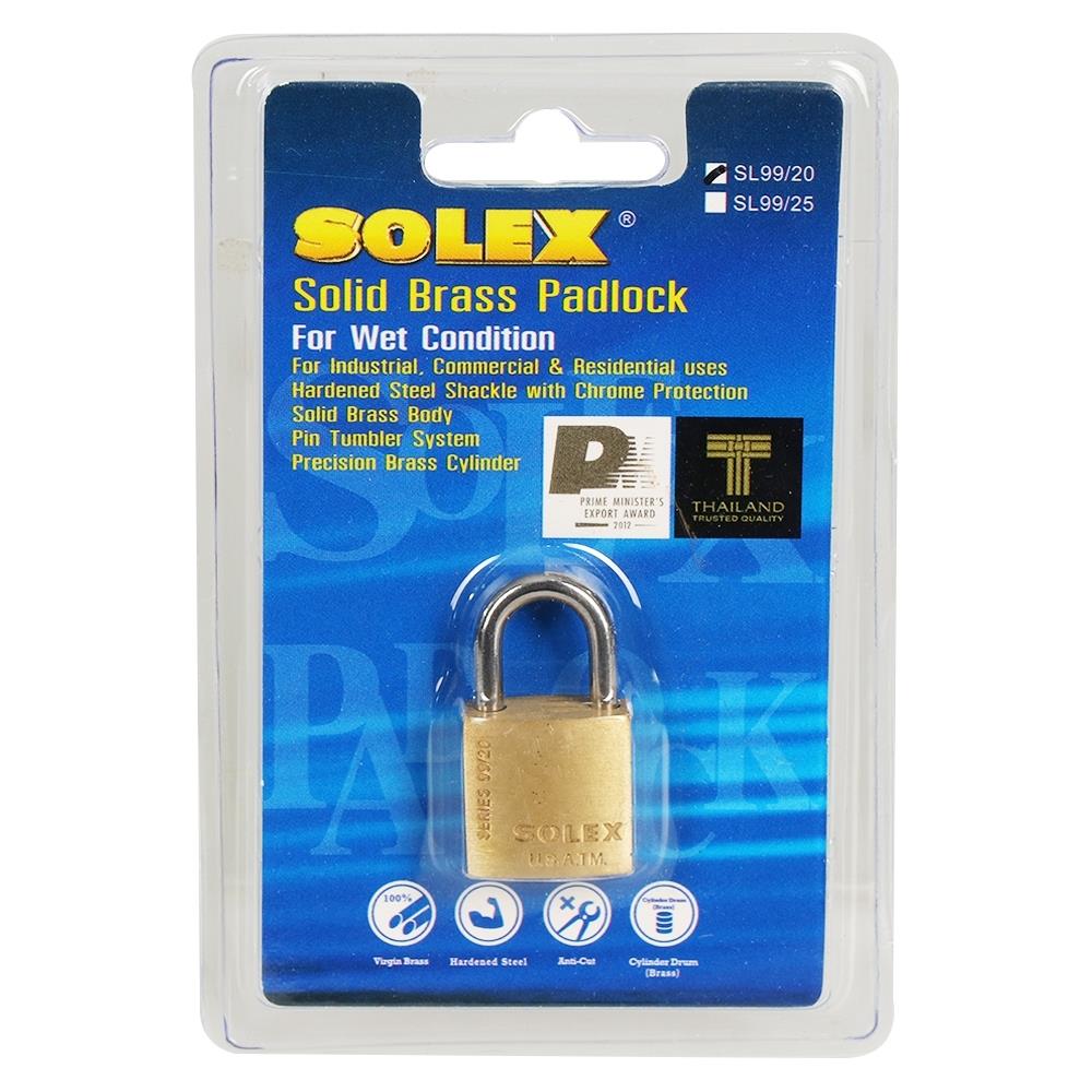 กุญแจสปริง SOLEX SL99 20 มม. สีทองเหลือง