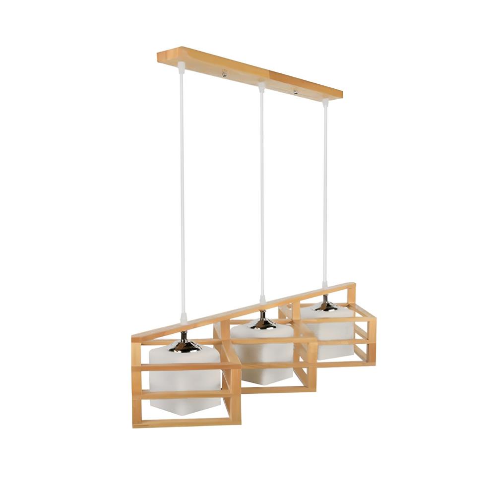 ไฟช่อ COUNTRY L&E 01-02713 แก้ว/ไม้ สีน้ำตาล 3 หัว